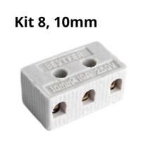 Kit 8 Conectores Porcelana Tripolar Fio 10 E 16mm Chuveiro Kit 8 Conectores Porcelana Tripolar Fio 10 E 16mm Chuveiro