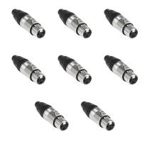 Kit 8 Conectores Xlr Canon Femea Metal 3 Pinos Resistente Mxt Profissional