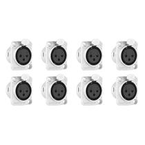 Kit 8 Conectores Xlr Fêmea Painel Quadrado 3 Pinos Profissional RF3FD-NT Roxtone