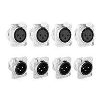 KIT 8 Conectores XLR Painel Roxtone 4 Machos RX3MD-NT e 4 Femeas RX3FD-NT 3 Pinos KIT 8 Conectores XLR Painel Roxtone 4 Machos RX3MD-NT e 4 Femeas RX3FD-NT 3 Pinos