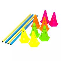 Kit 8 Cones Com 4 Barreiras Funcional Circuito Agilidade Colorido - Zona Livre