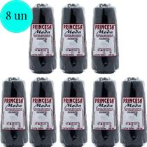 Kit 8 Cones Linha Princesa Moda Cor Preto 500 Metros e 288 TEX Incomfio Crochê, Tricô, Trança de Cabelo e Artesanato