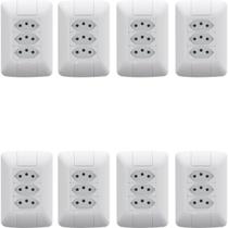 Kit 8 Conjunto 3 Tomadas 2P+T 4x2 10A 250 V Aria Branco