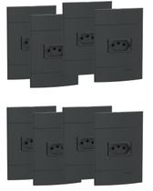 Kit 8 conjunto de tomada 10a grafite up schneider Kit 8 conjunto de tomada 10a grafite up schneider