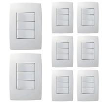 Kit 8 Conjunto Interruptor 3 Teclas Simples Pial Plus