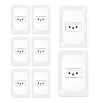 Kit 8 Conjunto Tomada 2P+T Branco pop 10a 250v 4x2 pial legrand LGX030 com placa e suporte