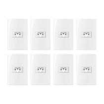 Kit 8 conjunto tomada horizontal 4x2 10a 2p+t 250v com placa margirus sleek branco Kit 8 conjunto tomada horizontal 4x2 10a 2p+t 250v com placa margirus sleek branco