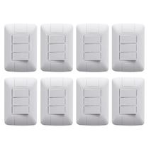 Kit 8 conjuntor interruptor paralelo 3 teclas 6a 250v tramontina aria branco com placa