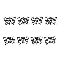 Kit 8 Conjuntos de Mesa Bistrô Dobrável Jack Daniel's com 2 Banquetas de Madeira Preta Kit 8 Conjuntos de Mesa Bistrô Dobrável Jack Daniel's com 2 Banquetas de Madeira Preta