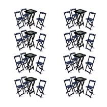 Kit 8 Conjuntos de Mesa Bistrô Dobrável Jack Daniel's com 3 Banquetas de Madeira Preta Kit 8 Conjuntos de Mesa Bistrô Dobrável Jack Daniel's com 3 Banquetas de Madeira Preta