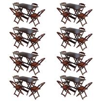 Kit 8 Conjuntos de Mesa com 4 Cadeiras de Madeira Dobravel 120x70 Imbuia