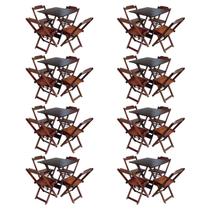Kit 8 Conjuntos de Mesa com 4 Cadeiras de Madeira Dobravel 70x70 Imbuia