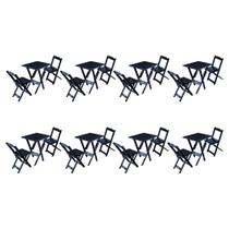 Kit 8 Conjuntos de Mesa Compacta 68x43 Cm com 2 Cadeiras - Preto Kit 8 Conjuntos de Mesa Compacta 68x43 Cm com 2 Cadeiras - Preto