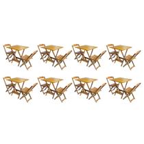 Kit 8 Conjuntos de Mesa Dobravel com 2 Cadeiras de Madeira 70x70 - Mel Kit 8 Conjuntos de Mesa Dobravel com 2 Cadeiras de Madeira 70x70 - Mel