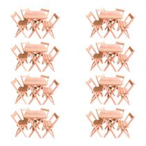 Kit 8 Conjuntos Mesa Dobrável 60x60cm Com 4 Cadeiras Em Madeira Maciça - Cru Kit 8 Conjuntos Mesa Dobrável 60x60cm Com 4 Cadeiras Em Madeira Maciça - Cru