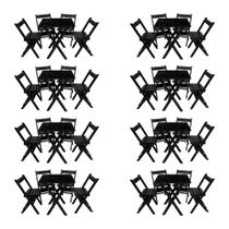 Kit 8 Conjuntos Mesa Dobrável Para Bar E Restaurante 60x60cm Com 4 Cadeiras Em Madeira Maciça Preto - i9 Kit 8 Conjuntos Mesa Dobrável Para Bar E Restaurante 60x60cm Com 4 Cadeiras Em Madeira Maciça Preto - i9