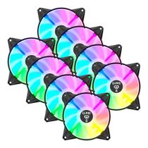 Kit 8 Cooler Fan para Gabinete RGB Rainbow 120mm Molex 4pin Ventoinha Eurus Preto Clanm Gamer Kit 8 Cooler Fan para Gabinete RGB Rainbow 120mm Molex 4pin Ventoinha Eurus Preto Clanm Gamer