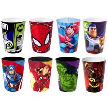 Kit 8 Copo Batman Super Homem Aranha Hulk Buzz Lightyear Mcquee