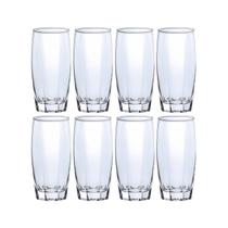 Kit 8 Copo de Vidro Long Drink Transparente Florida 370ml