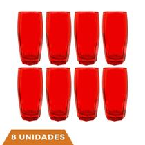 kit 8 Copo Vidro Florida 370ml Vermelho Suco Agua Tendencia kit 8 Copo Vidro Florida 370ml Vermelho Suco Agua Tendencia