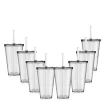 Kit 8 Copos Big Drink Tampa E Canudo Acrílico Transparente Kit 8 Copos Big Drink Tampa E Canudo Acrílico Transparente