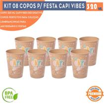 Kit 8 copos capivara vibes 320 ml para lembrancinhas de aniversário colecionável reutilizável resistente