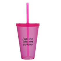 Kit 8 Copos Com Tampa E Canudo Rosa Personalizado Kit 8 Copos Com Tampa E Canudo Rosa Personalizado