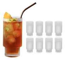 Kit 8 Copos De Vidro Canelado Grafiatto Alto Água 310ml Kit 8 Copos De Vidro Canelado Grafiatto Alto Água 310ml