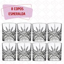 Kit 8 Copos de Vidro para Whisky Jogo Linha Esmeralda 340ml