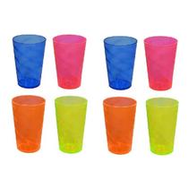 Kit 8 Copos Em Plástico Colorido Twister Festas Drinks 300ml Kit 8 Copos Em Plástico Colorido Twister Festas Drinks 300ml