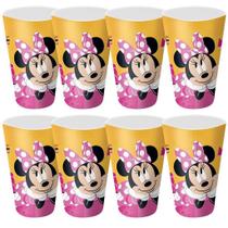 Kit 8 Copos Festa Infantil Melamina Rosa Minnie Disney 300ml - Tuut