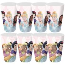 Kit 8 Copos Festa Infantil Melamina Rosa Princesas Disney 300ml - Tuut