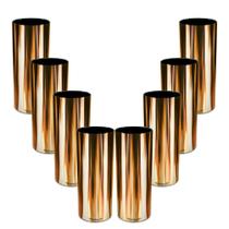 Kit 8 Copos Tubo Cromado Dourado 300Ml Acrílico Kit 8 Copos Tubo Cromado Dourado 300Ml Acrílico