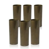 Kit 8 Copos Tubo Dourado 300Ml Acrílico