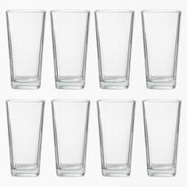Kit 8 Copos Vidro 260ml Transparente Venice Base Quadrada Suco