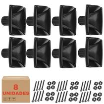 Kit 8 Cornetas LC 07-DH200 Retangular Com Parafusos Preta