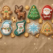 Kit 8 Cortador Biscoito Natal Papai Noel Árvore Rena Molde Cookie Kit 8 Cortador Biscoito Natal Papai Noel Árvore Rena Molde Cookie