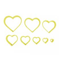 Kit 8 Cortadores Coração Liso Amarelo para Massas Bluestar