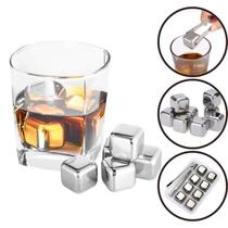 Kit 8 Cubos de Gelo Artificial Aco Inox Reutilizavel Pegador Kit 8 Cubos de Gelo Artificial Aco Inox Reutilizavel Pegador