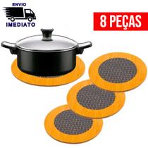 Kit 8 Descanso de Panela Bambu Redondo Porta Panela e Travessa para Mesa Cozinha Achadinhos da Shoppe Casa Baratinho