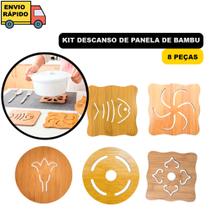 Kit 8 Descanso Para Panelas De Bambu Para Copo Protege Mesas Contra Riscos Para Cozinha Kit American