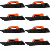 Kit 8 Desempenadeira Plástica para Reboco Massa Corrida Argamassa PVC 21x38 cm Corrugada Preta