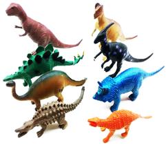 Kit 8 Dinossauro De Borracha Miniatura Brinquedo Jurassic