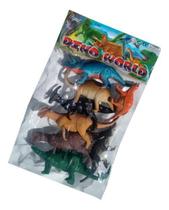 Kit 8 Dinossauros Borracha Miniatura Triceratopos T-Rex