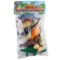 Kit 8 Dinossauros Borracha Miniatura Triceratopos T-rex
