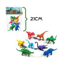 Kit 8 Dinossauros Miniatura Brinquedo Plástico Cores Sortida