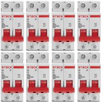 Kit 8 Disjuntor Steck 50A Curva C SDD62C50 2 polos 3ka