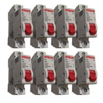 Kit 8 Disjuntor Unipolar Monopolar Din Steck 25a Kit 8 Disjuntor Unipolar Monopolar Din Steck 25a
