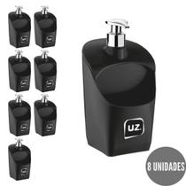 Kit 8 Dispenser Sabonete Detergente Porta Esponja Preto UZ Kit 8 Dispenser Sabonete Detergente Porta Esponja Preto UZ
