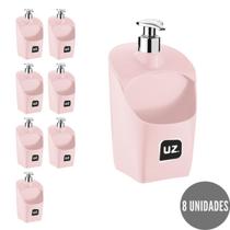 Kit 8 Dispenser Sabonete Detergente Porta Esponja Rosa UZ